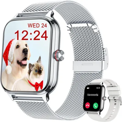 Produktbild von Smartwatch Herren Damen 1,96’’ Fitnessuhr mit Blutdruck, Herzfrequenz, 100+ Sportmodi, IP67 Wasserdicht, Telefonfunktion, Schrittzähler, iOS/Android