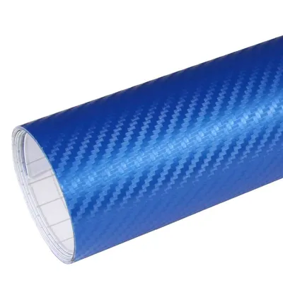 A roll of blue carbon fiber vinyl wrap.