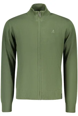 Produktbild von Stylischer Herren-Cardigan in Grün mit Reißverschluss und Stickerei