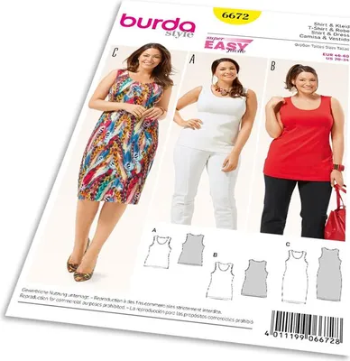 Obrázek produktu pro Střih Burda 6672 - Tílko, tílkové šaty pro plnoštíhlé