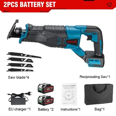 Image de Scie sabre sans fil - Scie alternative - 18 V - 10 000 coups/min - Profondeur de coupe 320 mm - 2 batteries + chargeur UE - Moteur à balais - Braun