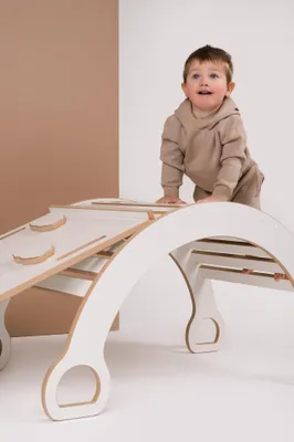 Produktbild von Große Montessori Bogenwippe Kletterbogen + große WÖLKCHEN Rutsche