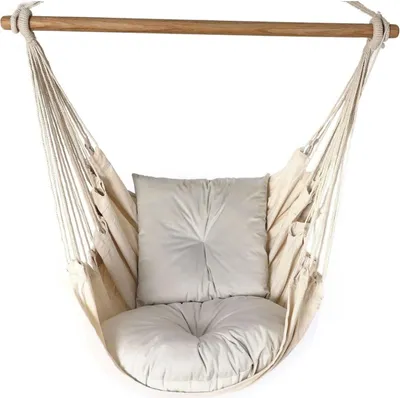 Produktbild von Love Gifts® Hängesessel mit 2 Kissen und Deckenhaken-Kit 130/100 cm - 150kg Belastbar, Hängestuhl für Erwachsene & Kinder, Hängesitz Aufhängung Indoor