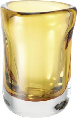Produktbild von Casa Padrino Luxus Deko Glas Vase Gelb Ø 12 x H. 17 cm - Mundgeblasene Blumenvase - Luxus Deko Accessoires