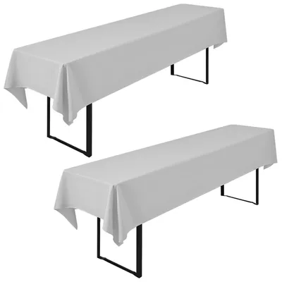 Produktbild von Biertischdecken 2 Stück Hellgrau 260 x 110 cm Polyester Waschbar
