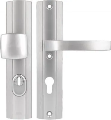 Zdjęcie produktu dla Klamka AXA PRESTIGE 72 WB klasa 3 z zabezpieczeniem wkładki FLEX (ochrona przeciwpożarowa), kolor F6 - stal nierdzewna (grubość drzwi 74-83 mm)