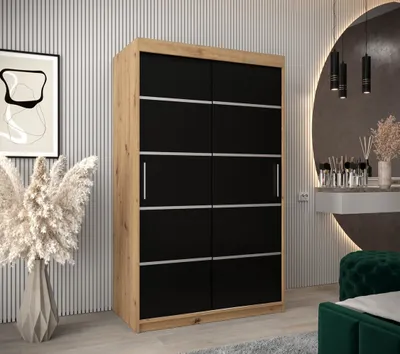 Produktbild von Kleiderschrank ENNI – Breite 120 cm, Eiche artisan / schwarz