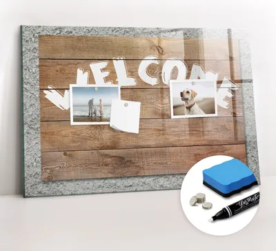 Produktbild von Magnetpinnwand Memoboard - Zubehörsatz - Weißer Marker + Schwamm + Magnete - 60 x 40 cm - Willkommenstafel