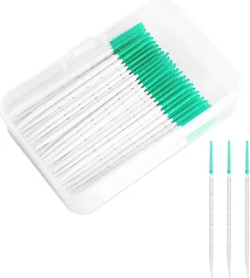 Image de Brosses interdentaires en silicone 200 pièces Nettoyage des dents entre les espaces interdentaires Vert