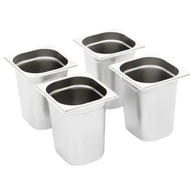 Zdjęcie produktu dla vidaXL Pojemniki gastronomiczne 8 szt. GN 1/6 200 mm stal nierdzewna