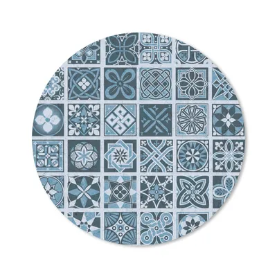 Produktbild von MuchoWow® Mauspad Mousepad Blumen - Blau - Muster - Figuren 40x40 cm - Mousepads - Maus Mat - Pad - Mausunterlage - Schreibtisch Accessoires
