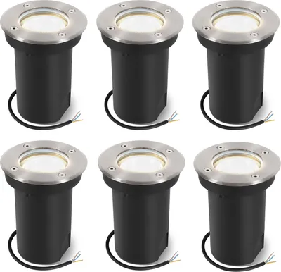 Obrázek produktu pro Clanmacy 6x 3W podlahové světlo Otočné venkovní LED zapuštěné podlahové svítidlo IP67 Podlahová lampa Neutrální bílá - stříbrné pouzdro