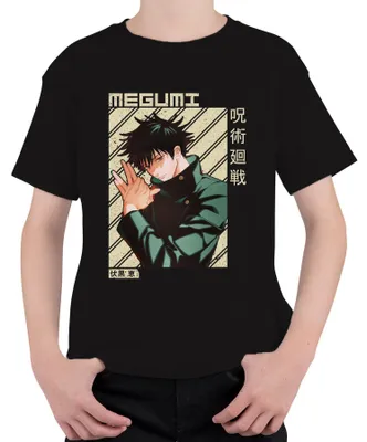 Zdjęcie produktu dla Megumi Fushiguro Jujutsu Kaisen Shikigami – mroczna koszulka dla otaku, uni , dla dzieci, czarna, rozmiar 128