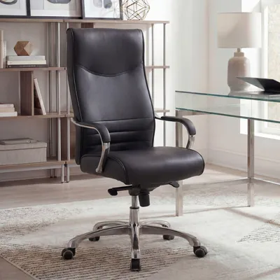 Image de FineBuy Chaise de bureau BIGBOSS Revêtement en similicuir noir Chaise de bureau jusqu'à 150 kg Fauteuil de direction XXL Réglable en hauteur Chaise pivotante ergonomique avec accoudoirs