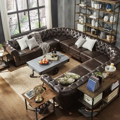 Produktbild von XXL Big Chesterfield Wohnlandschaft Couch Sofa Polster Eck Sitz Leder Garnitur