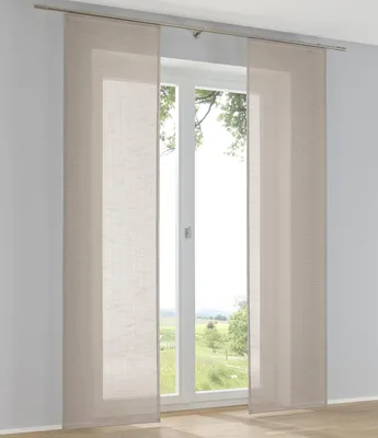 Immagine prodotto di Tende a pannello set di 2, effetto lino, color tortora, 60 x 225 cm, complete di carrello e barra di peso