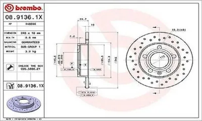 Zdjęcie produktu dla Tarcza hamulcowa BREMBO 08.9136.1X