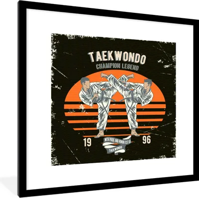 Produktbild von MuchoWow® MuchoWow® Gerahmtes Poster Jahrgang - Sport - Taekwondo 40x40 cm - Poster mit zchwarzem Bilderrahmen - Poster - Plakat im Rahmen
