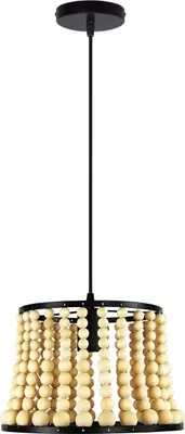 Zdjęcie produktu dla Lampa wisząca BRENA czarna-jasne drewno 1xE27x20W drewno wym:120x20x28cm IP20 Polux