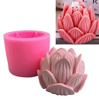 Produktbild von Silikon Gießformen Kerzengießform 3D Lotus Blumen Kerzenform Kerze Form Mold Kerzenformen