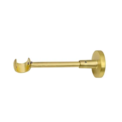 Produktbild von MDEKOR Deckenträger Wandträger 1-läufig Messing Gold R Wandhalter mit Metallmontageplatte für Gardinenstange 19 mm Abstand kürzbar
