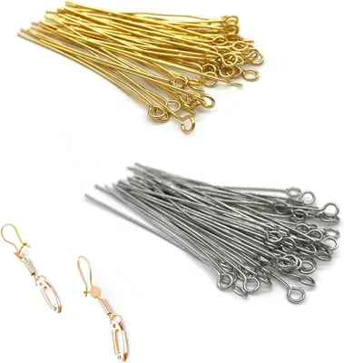 Imagen del producto de Pasadores para la cabeza, fabricados en acero inoxidable, con un grosor de alambre de 0,6 mm, paquete de 100 unidades, para la fabricación de joyería