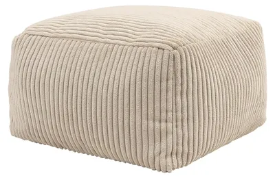 Sitzhocker aus Cord, 40x40x25 cm, beige, mit Füllung
