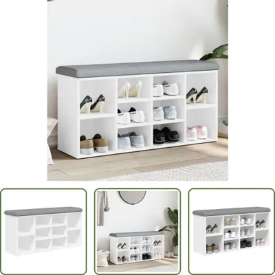 Immagine prodotto di The Living Store Panca per scarpe Bianco 102x32x50 cm Materiale a base di legno