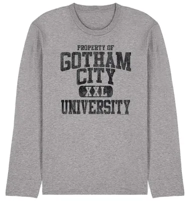 Image de T-shirt unie pour hommes et femmes, motif "Property Of Gcu", manches longues, modèle TV41275 (taille S), couleur "Heather" (gris chiné)