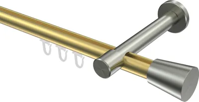 Produktbild von Interdeco Innenlaufstange / Gardinenstange mit Innenlauf Messing-Optik / Edelstahl-Optik, Typ Prestige Sitra (Konus), 20 mm Ø 1-läufig, 540 cm