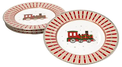 Zdjęcie produktu dla 4x Polarny pociąg talerz na ciasto 4 osoby porcelanowy talerz deserowy Boże Narodzenie