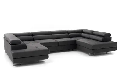 Produktbild von Ecksofa Rivera U XXL-Ecksofa mit Schlaffunktion und zwei Bettkästen in schwarz