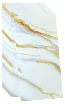 Selbstklebende Wandpaneele, 10 Stück, 60x30 cm, Ziegelsteineffekt, Weiß-Gold