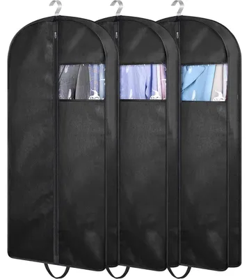 Image de Lot de 3 sacs de rangement pour vêtements, 109 cm, avec fermeture éclair et protection anti-poussière