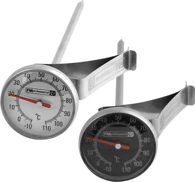 Produktbild von FMprofessional Getränkethermometer 14cm, Küchenthermometer aus Edelstahl, Temperaturmesser für den optimalen Kaffeegenuss, (Farbe: Silber), Menge: 2 Stück