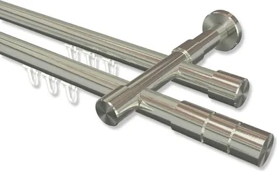 Produktbild von Interdeco Innenlaufstange, Gardinenstange mit Innenlauf Edelstahl-Optik Modell Prestige Elanto, 20 mm Ø 2-läufig, 600 cm (geteilt)