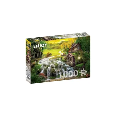 Obrázok produktu pre Puzzle 1000 dielov Enjoy – Drevená chata pri čarovnom potoku