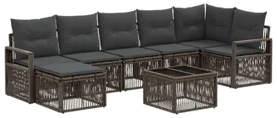 Immagine prodotto di Set di divani da giardino vidaXL, 8 pezzi, grigio, in rattan sintetico