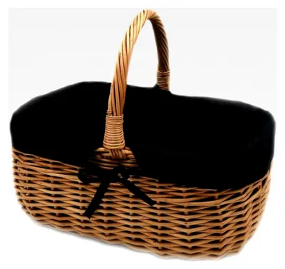 Produktbild von Weidenkorb Einkaufskorb Picknickkorb 33/23/13cm Stabiler Tragekorb aus Vollweide mit Stoffeinlage