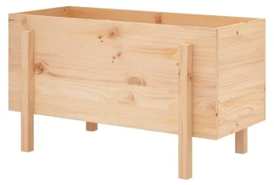 Produktbild von Hochbeet aus Holz, Rillen Design, rechteckiger Pflanzkasten für Garten, Terrasse und Balkon, 101x50x57 cm aus Kiefernholz