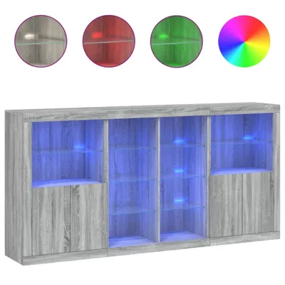Image de Buffet avec lumières LED sonoma gris 202x37x100 cm