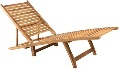 Imagen del producto de Tumbona de madera de teca, plegable y ajustable, para jardín, de 55x161 cm