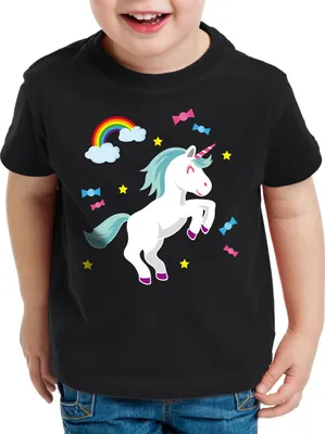 Produktbild von style3 Unicorn Candy Einhorn Kinder T-Shirt Regenbogen Süßwaren