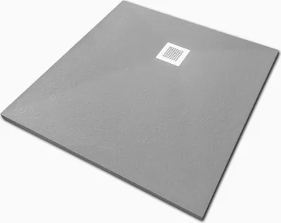 Produktbild von Veroni Duschwanne aus Kompositstein mit Schiefer-Muster flach (TxBxH) 100 x 100 x 3 cm Grau