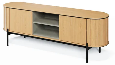 Produktbild von TV-Schrank ROTTO RT-05 mit 2 Türen Fernsehschrank 168 cm TV-Lowboard Fernsehtisch Abgerundete (Vincenza Eiche / Eukalyptus)