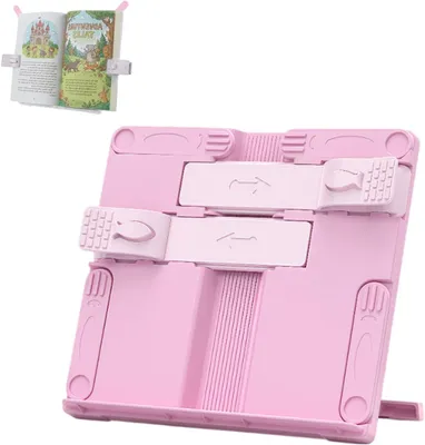 Image de Support de livre rose, porte-livre réglable, pliable avec pince-pages, idéal pour la lecture