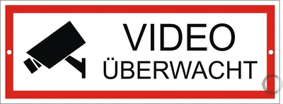 Produktbild von Schild Video überwacht Videoüberwachung | Aluminiumschild | wetterfester Mehrfarbdruck | 175 x 65 mm | 2-Fach gelocht