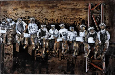 Produktbild von Metallbild Worker 60x40cm Wandbild 3D-Bild Metall Relief Unikat