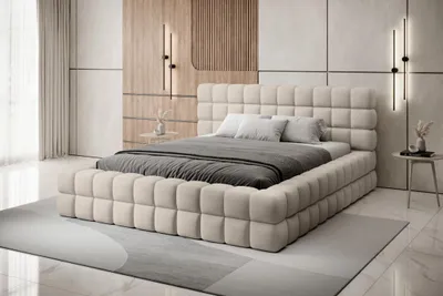 Obrázek produktu pro Čalouněná postel s úložným prostorem 140x200 DELVIRO - krémová