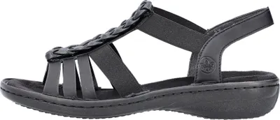 Produktbild von Rieker Damen Sandale Sandalette T-Riemen Flechtoptik 60809, Größe:37 EU, Farbe:Schwarz